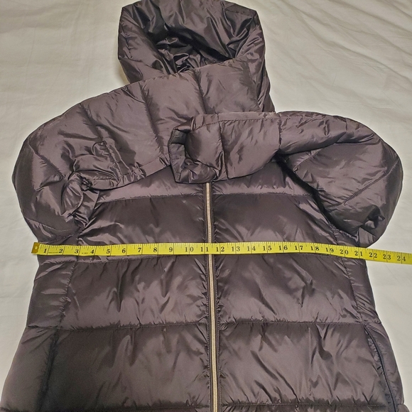 SAVE THE DUCK Dark Brawn Long Puffer Jacket, Size L - Picture 10 of 16